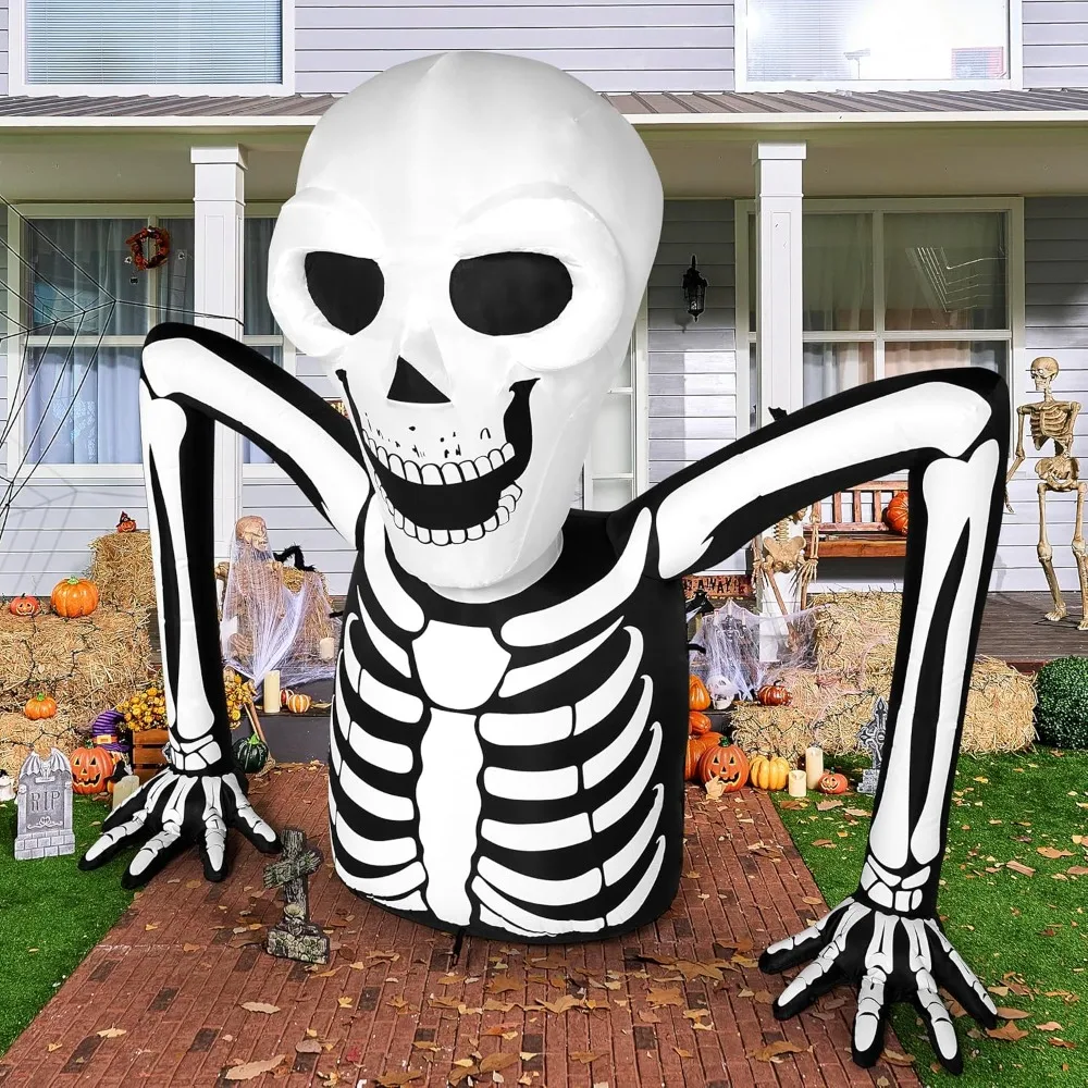 

5.5 FT Halloween Inflatables Outdoor Decorations, Skeleton Halloween Decor Blow Up Halloween Yard Decorations with LEDs