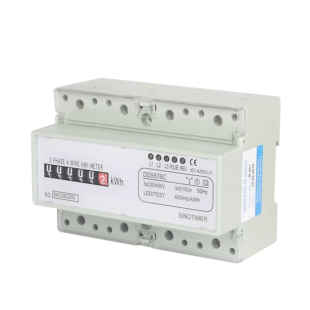 

DDS576C 380V 100A Three Phase 4 Wires Analog Power Electric Electricity kWh Meter DIN Rail Counter Energy Power Consumption