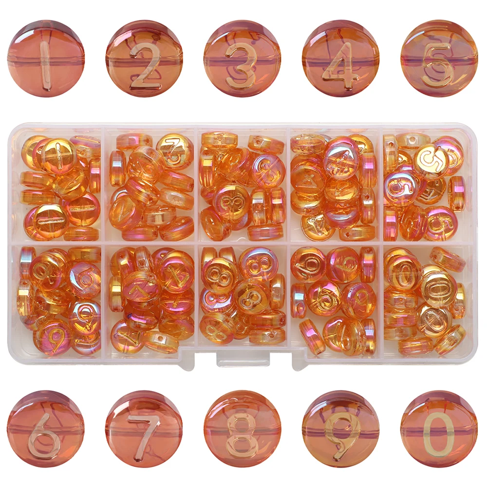 New 10 Grid 150Pcs Digital Bead Box With Arabic Numeral Medium Hole Glass Pendant Diy Mobile Phone Chain Accessories