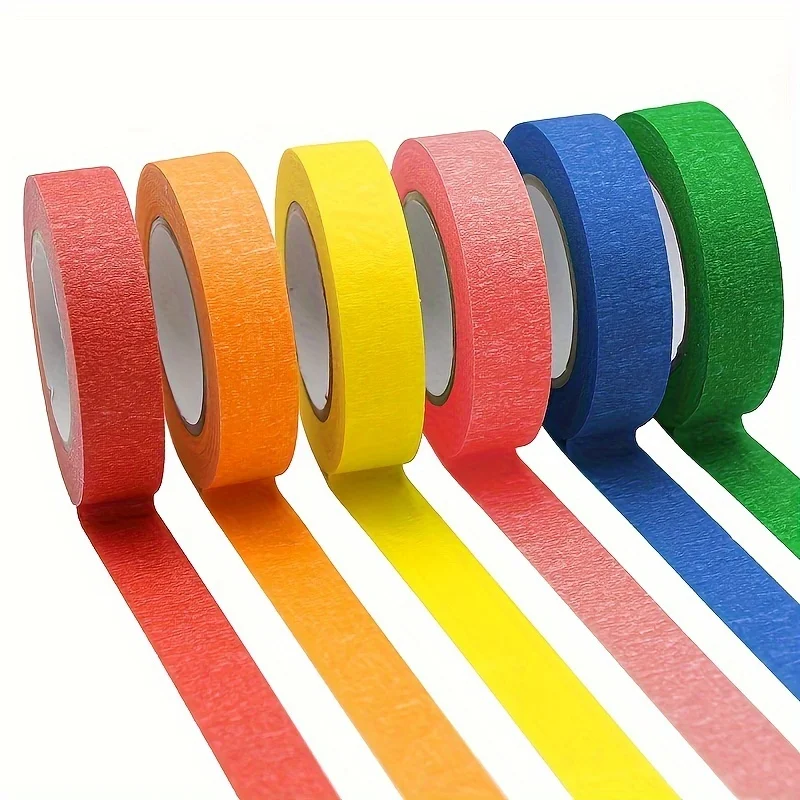 Color Masking Tape Size 16, 6 Rolls of Artist Tape Color Craft Label Tape for Art and Crafts DIY Children's Decorative Paper Tap