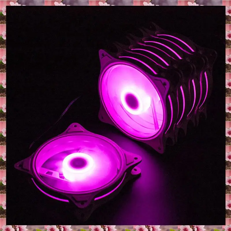 

2025 4 Pin 120Mm Cool Fan Pc Fans 3 Aperture Interntl External Pink LED Large Air Volume Silent Fan For Pc Cooling 6 Pack,4 Pin