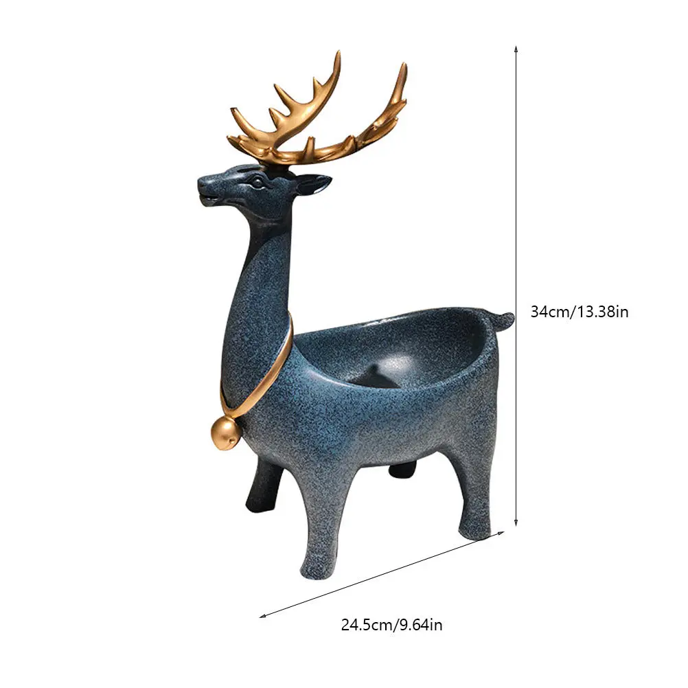 1 قطعة حاوية تخزين قرن الوعل الرخام دائم الراتنج الزخرفية زخرفة حامل سطح المكتب للسلع الصغيرة والمجوهرات