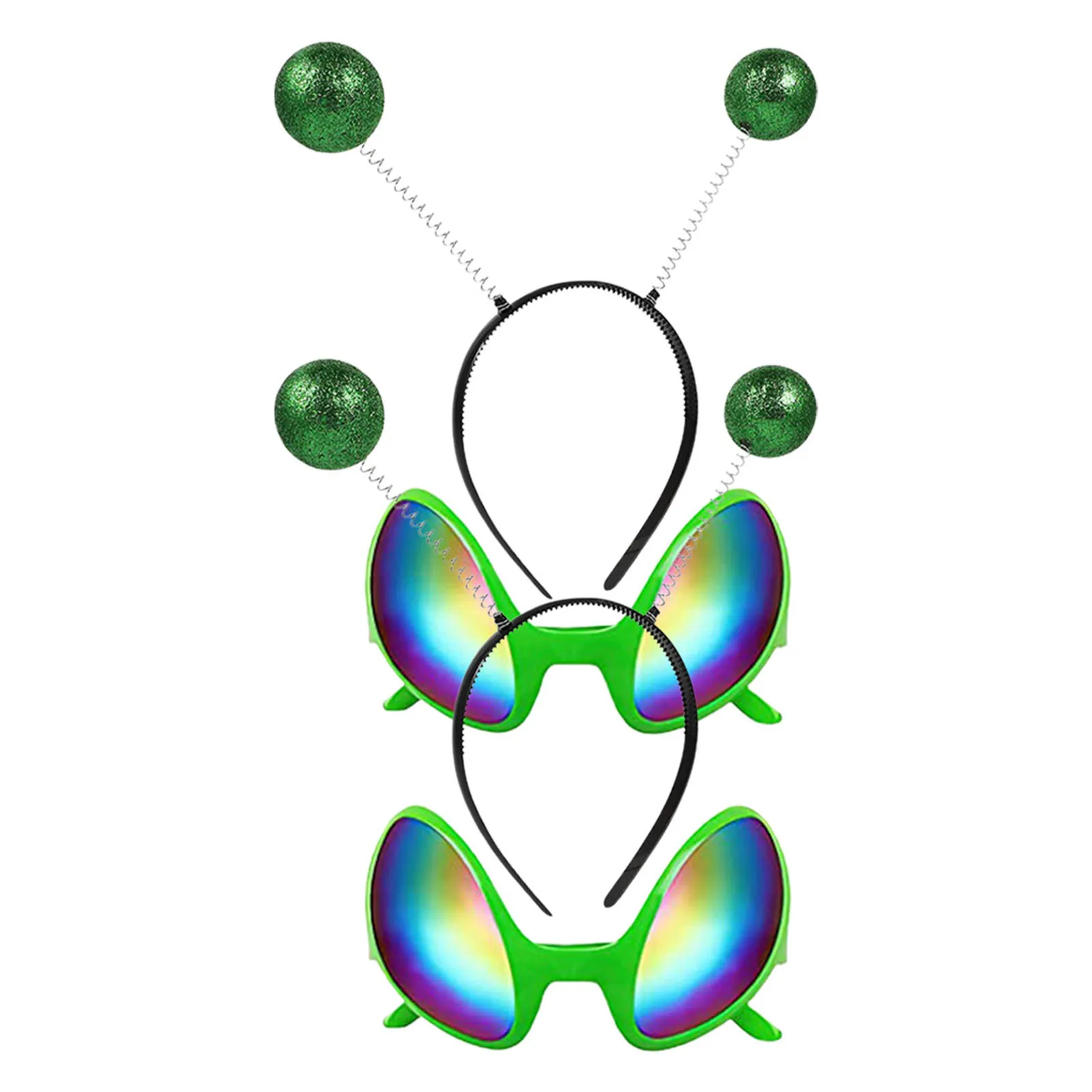 Alien Headband Glasses Set Rainbow Lens Costume Accessories Party Props Lightweight Comfortable Chic Unique Fun