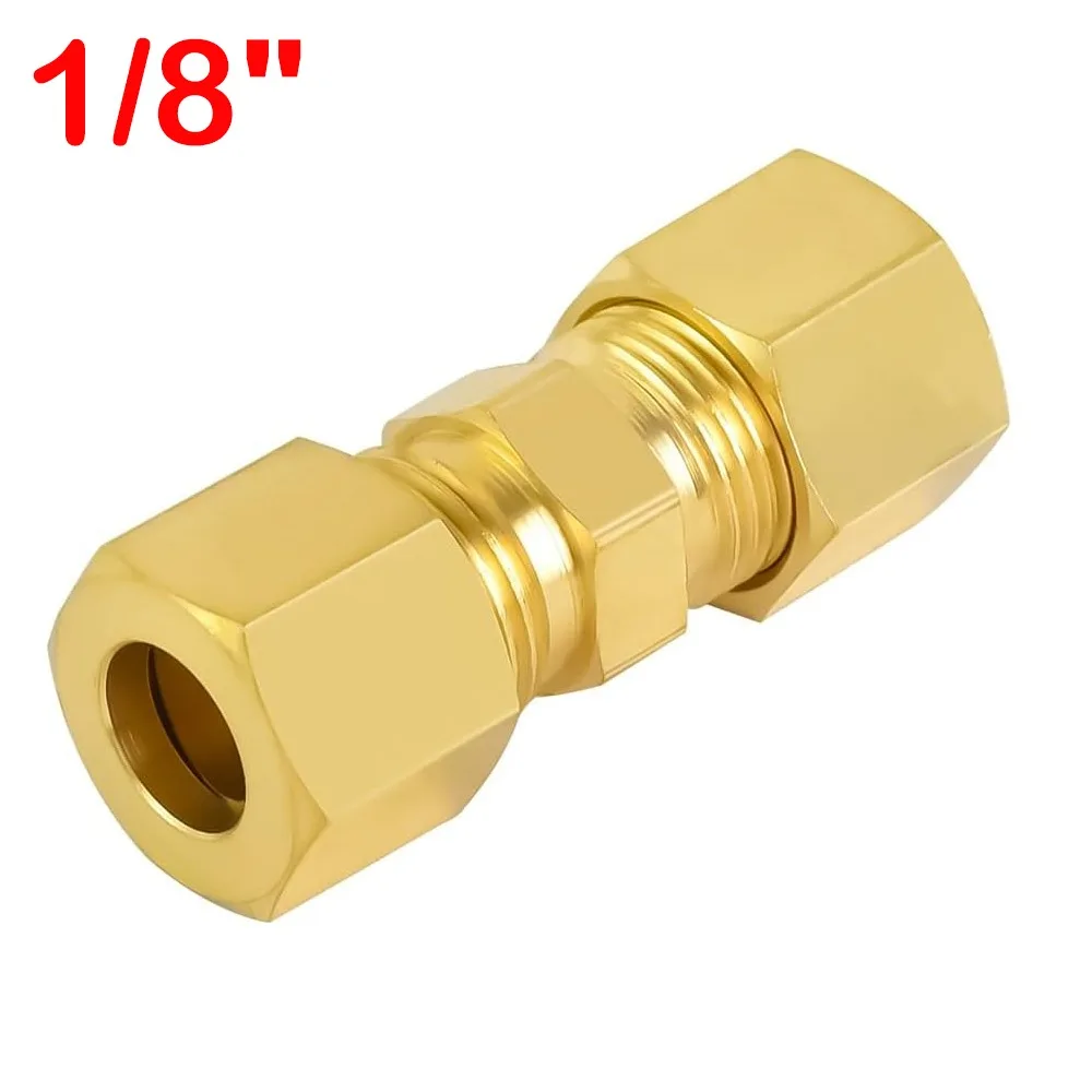 Connector Brass Brass Compression Fitting Straight Multiple Sizes Straight Coupling Tube Fitting Connector