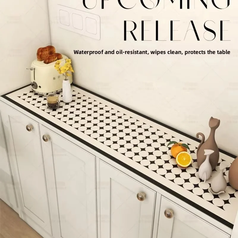 Waterproof PVC Tablecloth Kitchen Dining Table Mat TV Cabinet Protection Pad Entrance Shoe Cabinet Pad Rectangular Decorative...