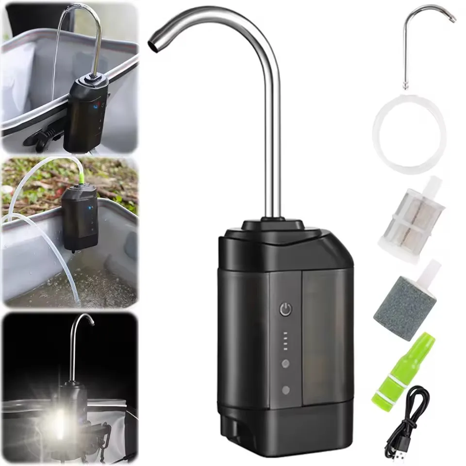 Outdoor Portable Fishing Oxygen Pump USB Powered Intelligent Sensor Water Oxygen Air Pump with LED Light Fishing Tools Protable