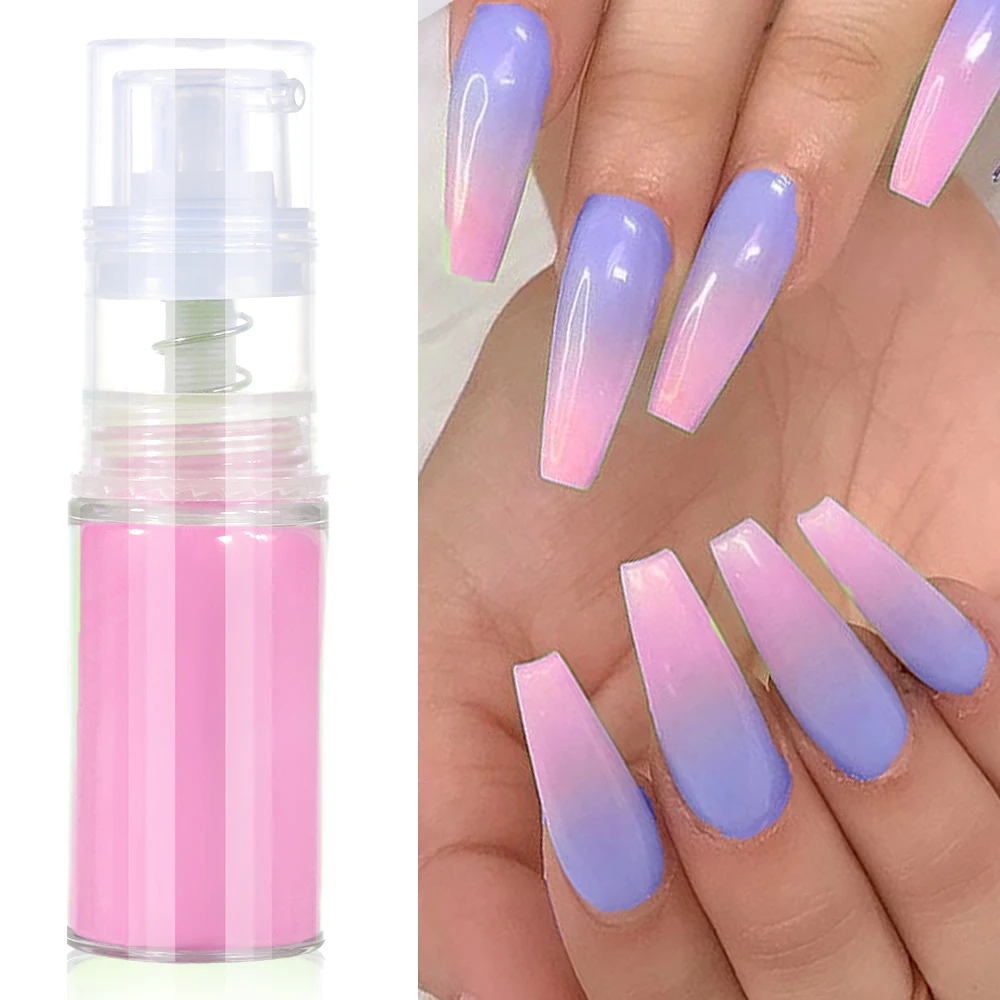 Net.10g Ombre Spray Nail Dipping Powder 12-Color Pink/Blue/Orange Gradient Pastel Spray Powder DIY Neon Gradient Nail Spray Dust