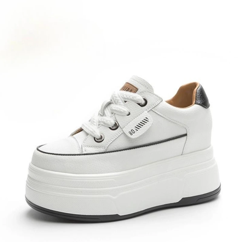 

Новые женские высокие кроссовки из натуральной кожи, туфли на танкетке на платформе 9 см, дышащая спортивная повседневная обувь, модная нескользящая удобная обувь