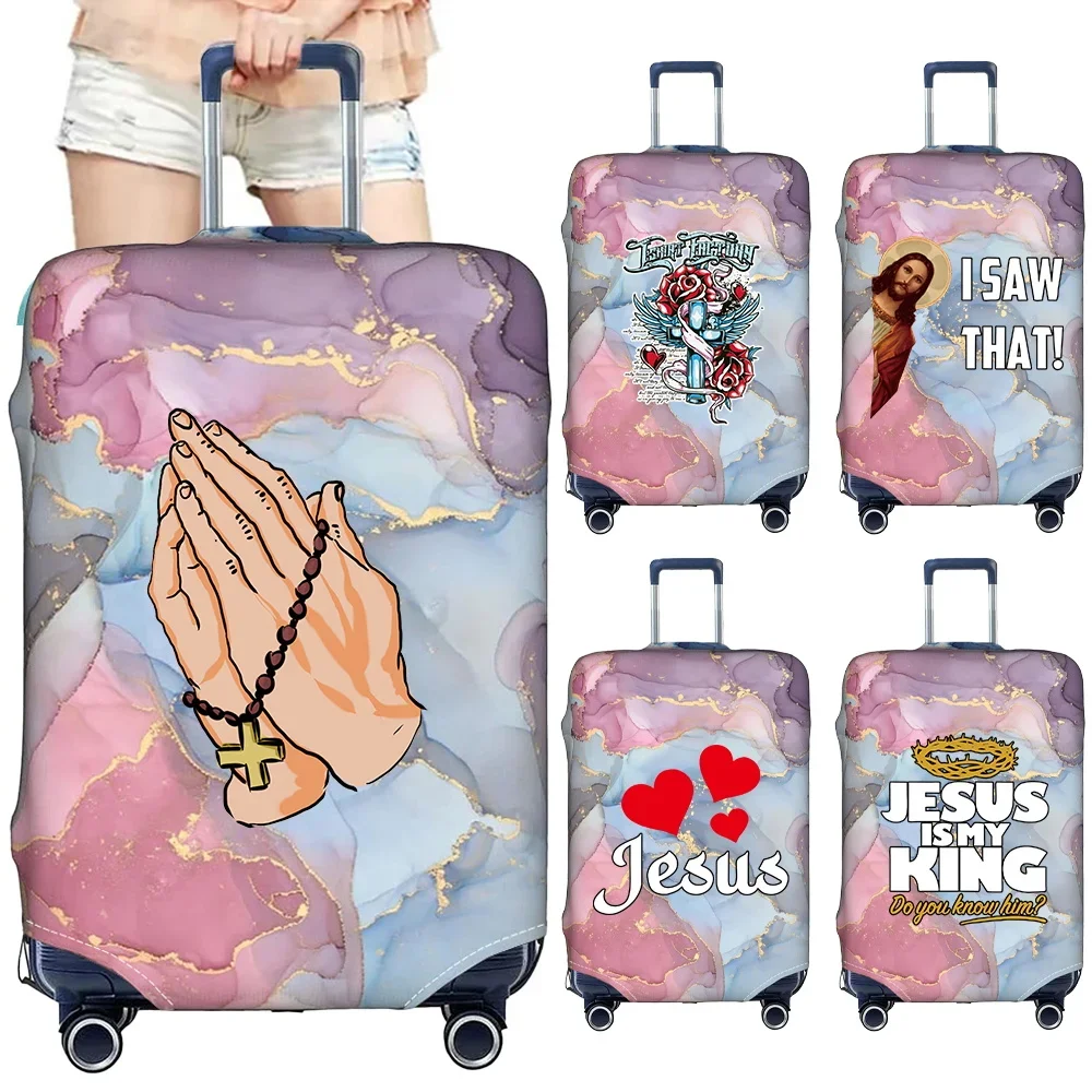 Travel Luggage Cover Suitcase Protective Cover Printing Jesus Series Dust-Proof  Elastic Fabric for 18-32inch Baggage Case