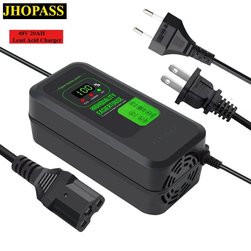 

Smart LCD Display 48V 20AH For Dry Wet Gel Lead Acid battery charger 110V-220V Motorcycle E-bike Scooter charge US AU EU UK Plug