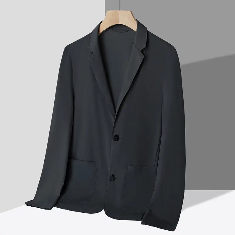 2025 Summer Ice Silk Thin Breathable Sunscreen Men's Blazers Classic Solid Color Slim Casual Sun Suit Jacket Social Men Clothing