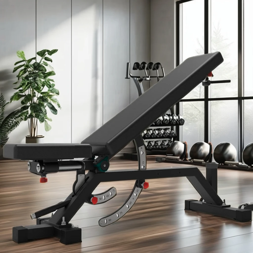 Adjustable Metal Weight Bench Sturdy Home Gym Equipment for Whole Body Workout Flat Style Multi-purpose
