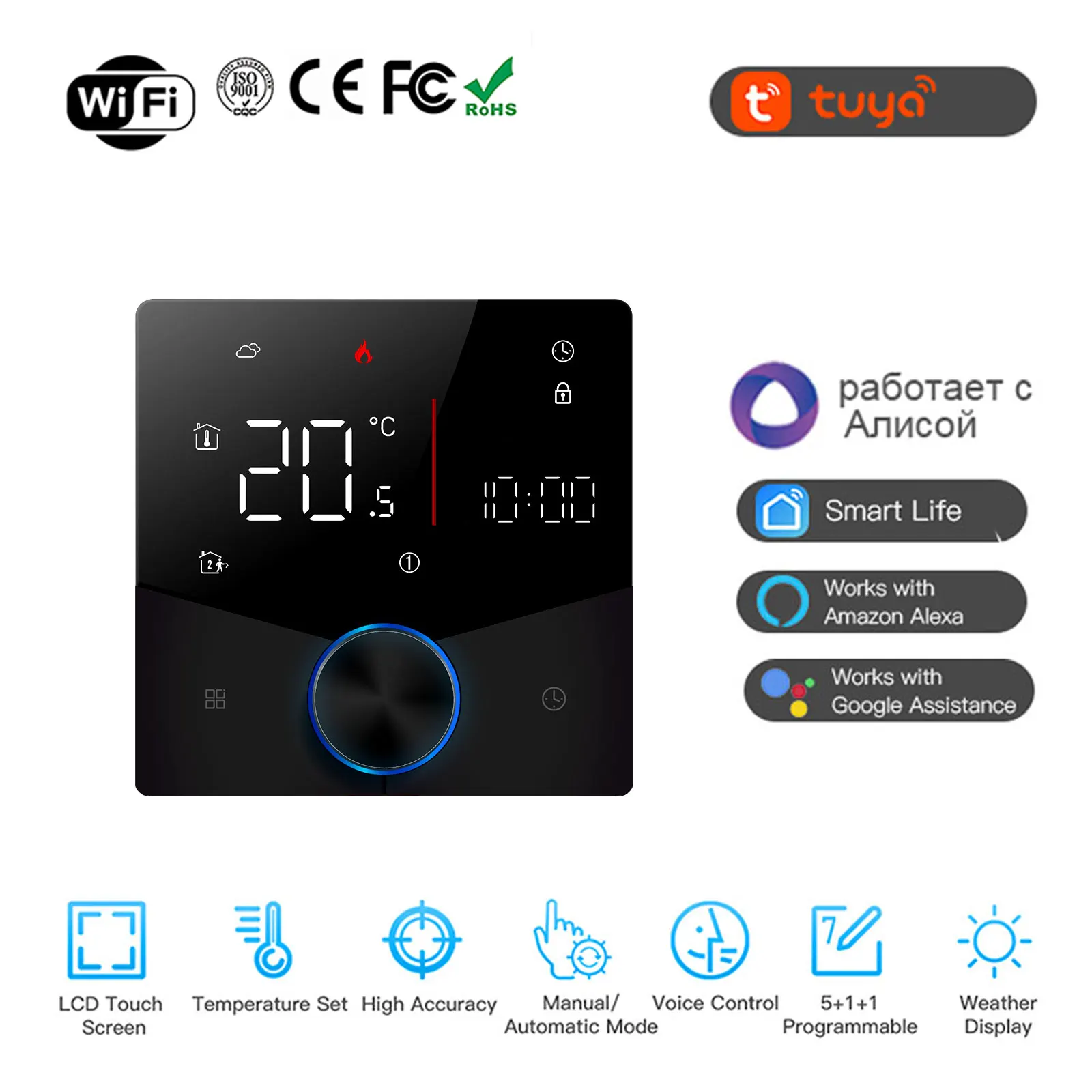 

Tuya WiFi Thermostat For Floor Heating Water Gas Boiler Home Room Tuya Smart Programmable Temperature Controller Alexa Alicelexa