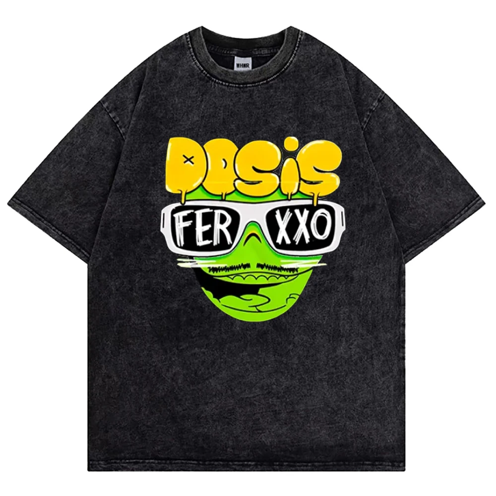 Ferxxo Vintage T Shirt FELIZ CUMPLEANOS Feid 100% Cotton Tees Casual Oversized Tshirts Summer Short T-shirts Hip Hop Streetwear