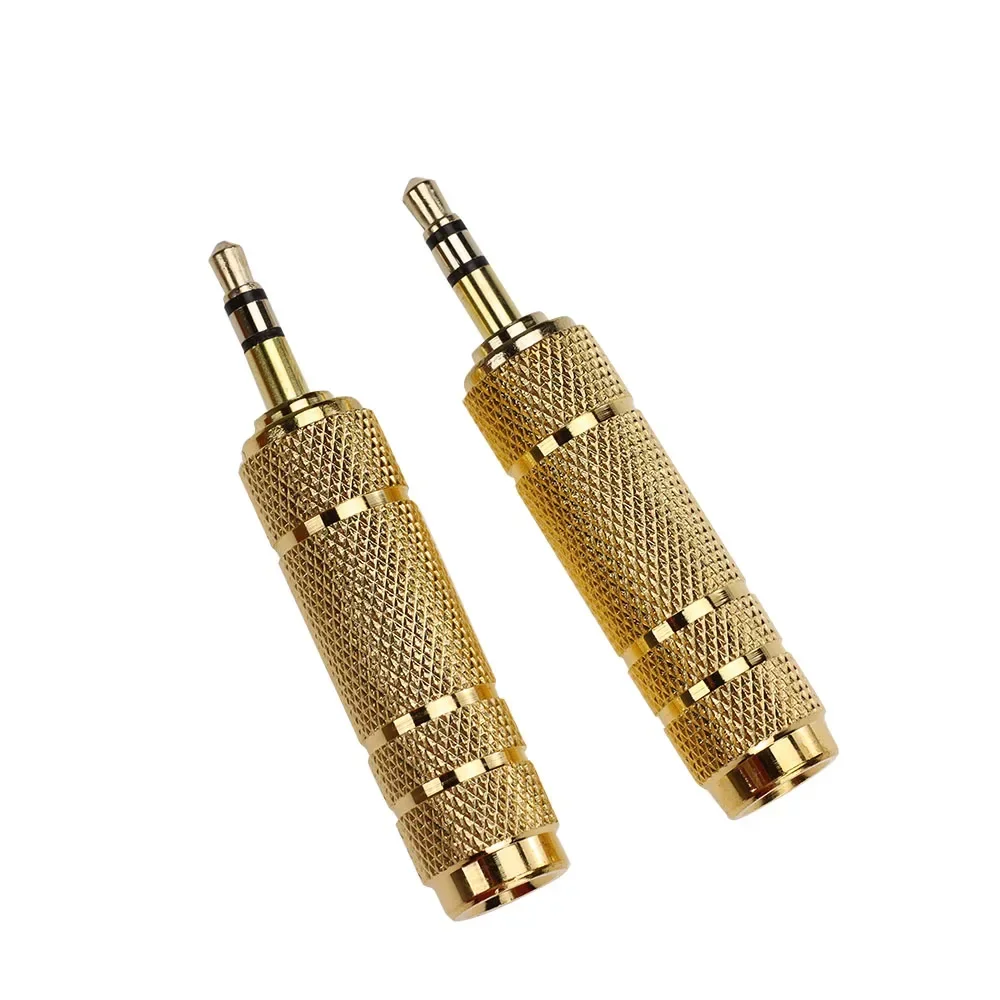 100pcs Stereo Audio Adapter Gold Plated 3.5mm Male to 6.35Mm Female Headphone Jack Converter For Mobile Phone PC Notebook