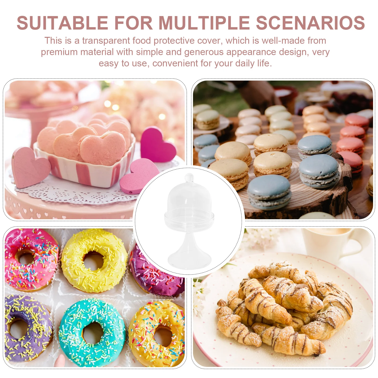 

1Set Transparent Cake Tray Food Cover Decorative Dessert Plate Household Cake Accessory Multi-Function Storage Heat
