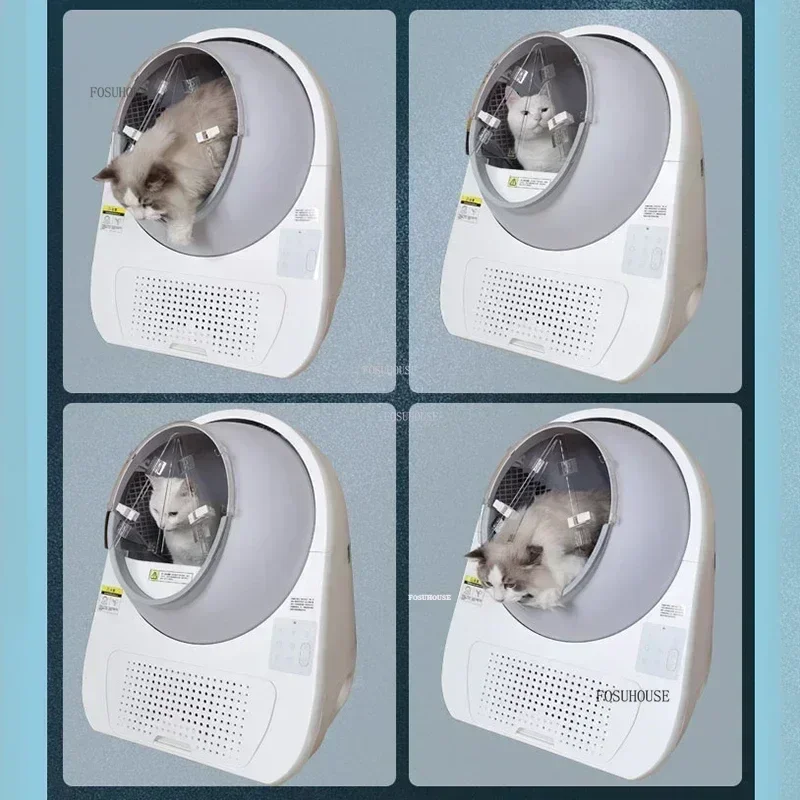 Fully Automatic Smart Cat Bedpans Deodorant Transparent Door Curtain Pet Toilet creative Cat Supplies Home Large Cat Litter Box