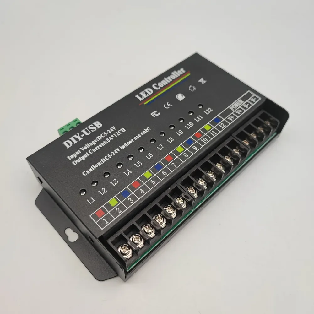 LED Light Programmable Controller USB DIY LED Controller DC 12V 24V Supports Monochrome Bar 12Way or RGB Magic Color Strip 4Way