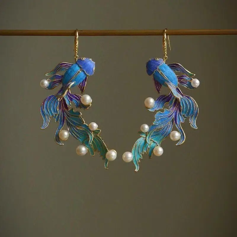 Vintage Koi Fish-shaped Earrings For Women Featuring A Unique Style For Daily Wear Special Year-Round Versatile Accessories Gift