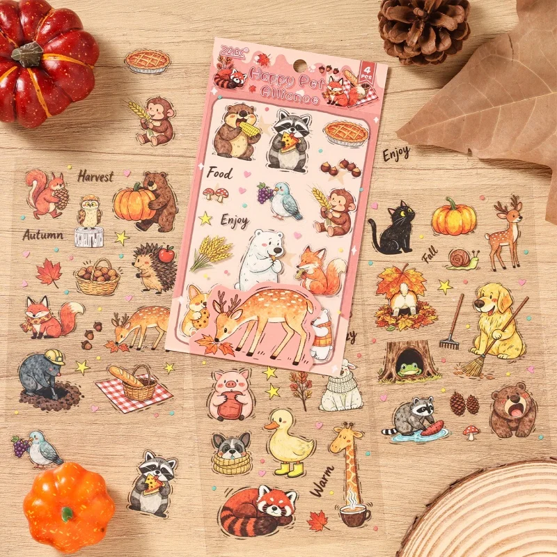 24pack/lot Kawaii Panda Rabbit Animal Stickers Cute Scrapbooking DIY Diary Decorative Stationery Sticker Album Stick Label