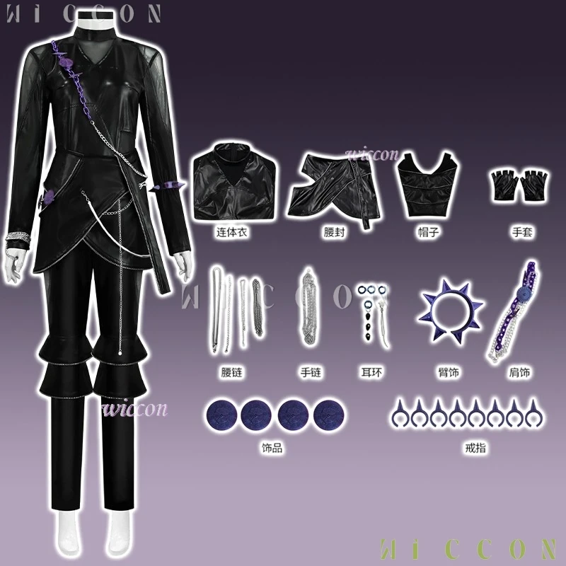 

Костюмы на Хэллоуин Huntrix Zoey, косплей, корейский идол Kpop Demon, сексуальный комбинезон из искусственной кожи в стиле панк, черный женский disfraz 2151