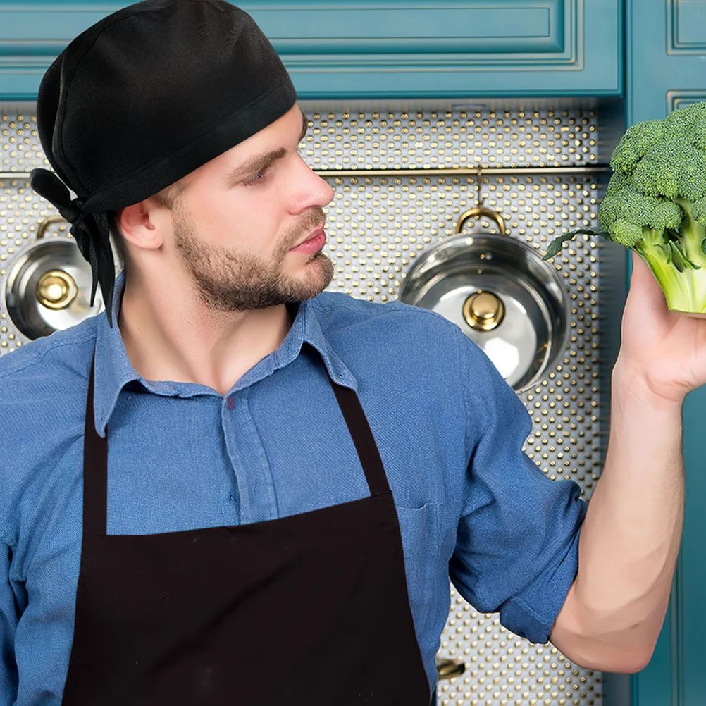 Bonés de caveira para homens, chapéu de chef elegante, garçom de cozinha, uniforme de hotel, pano de algodão, cozinheiros, preto, restaurante, miss