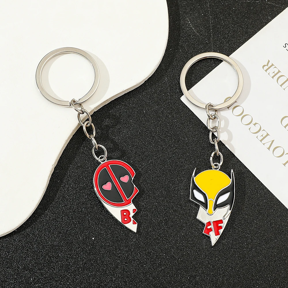 Marvel Deadpool Wolverine Metal Keychain, Creative Combo, Love, Gift for Good Friends