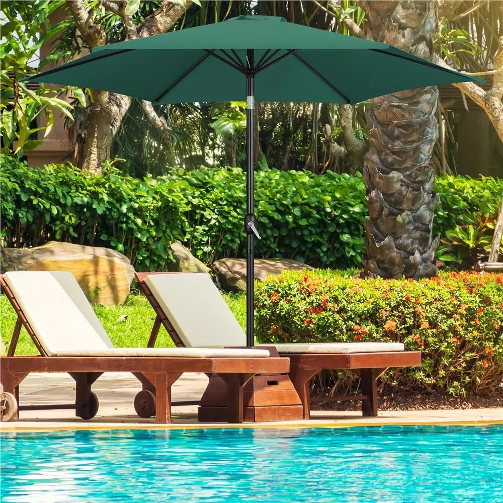 

10FT Patio Umbrella with 22lb Umbrella Base Included, Outdoor Market Umbrella with Push Button Tilt, Crank, Customized