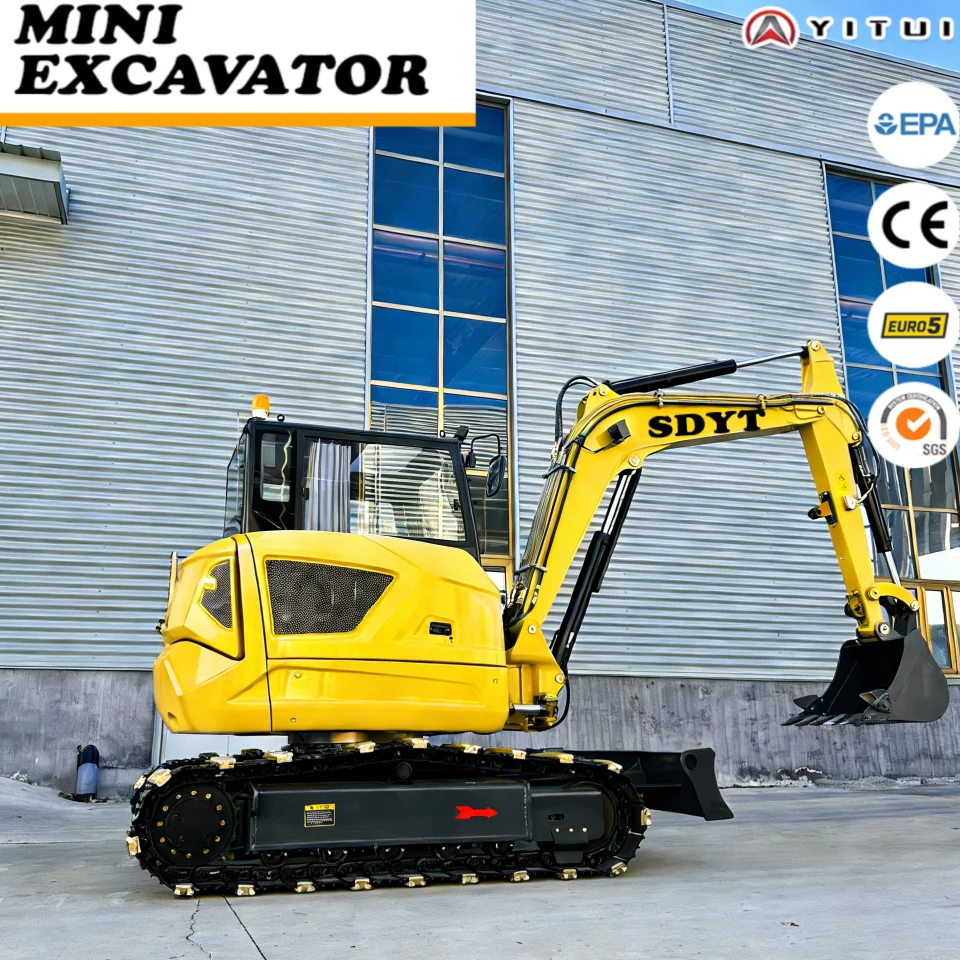 Hot Sale High Efficiency Compact Light Yellow Small Excavator 6.5 Ton Hydraulic Digger with CE Certification Customized