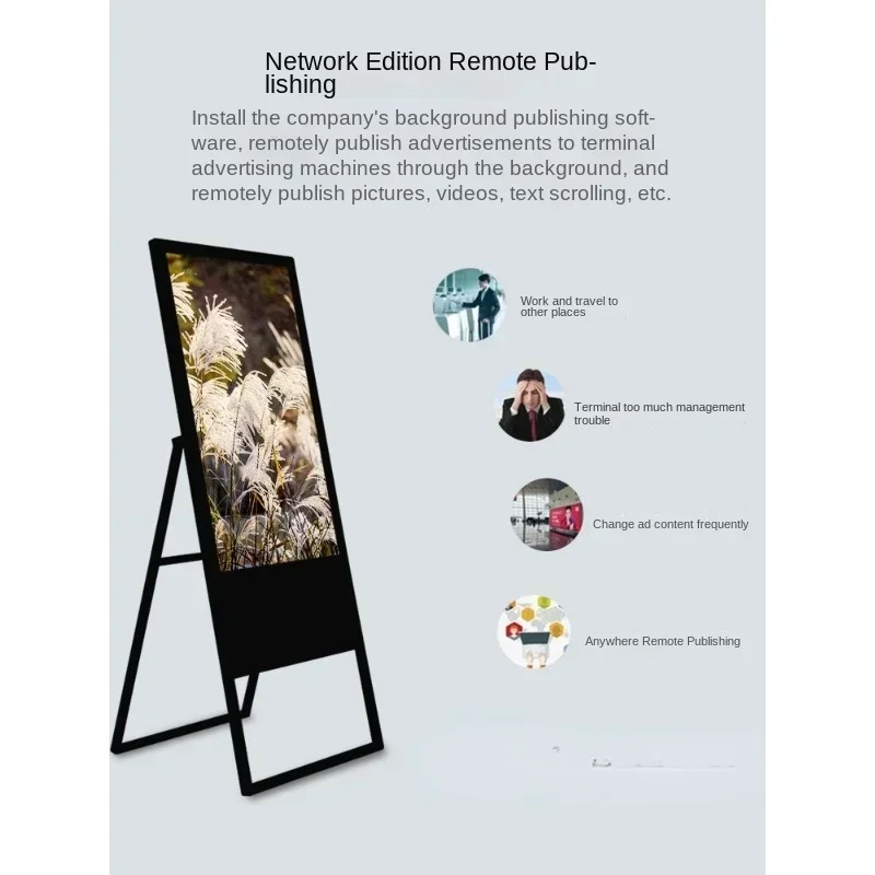 Altamente resuelto después de 32/43/49 pulgadas tipo piso máquina de publicidad de señal de agua electrónica de alta definición red LCD Vertical