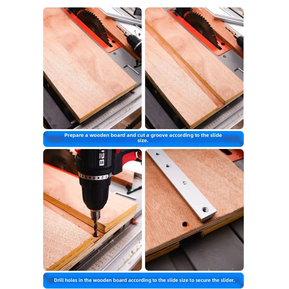 Aluminum Alloy Guide Miter Bar Slider Adjustable With Screws Moisture Resistant Silver For Woodworking Table Saws