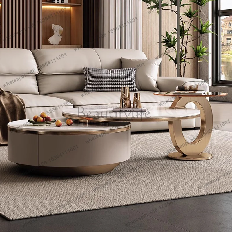 XX.Italian High Quality Coffee Tables Classic Luxury Roman Modern Coffee Tables Glamour Glass Top Mesa Centro Furniture Living R
