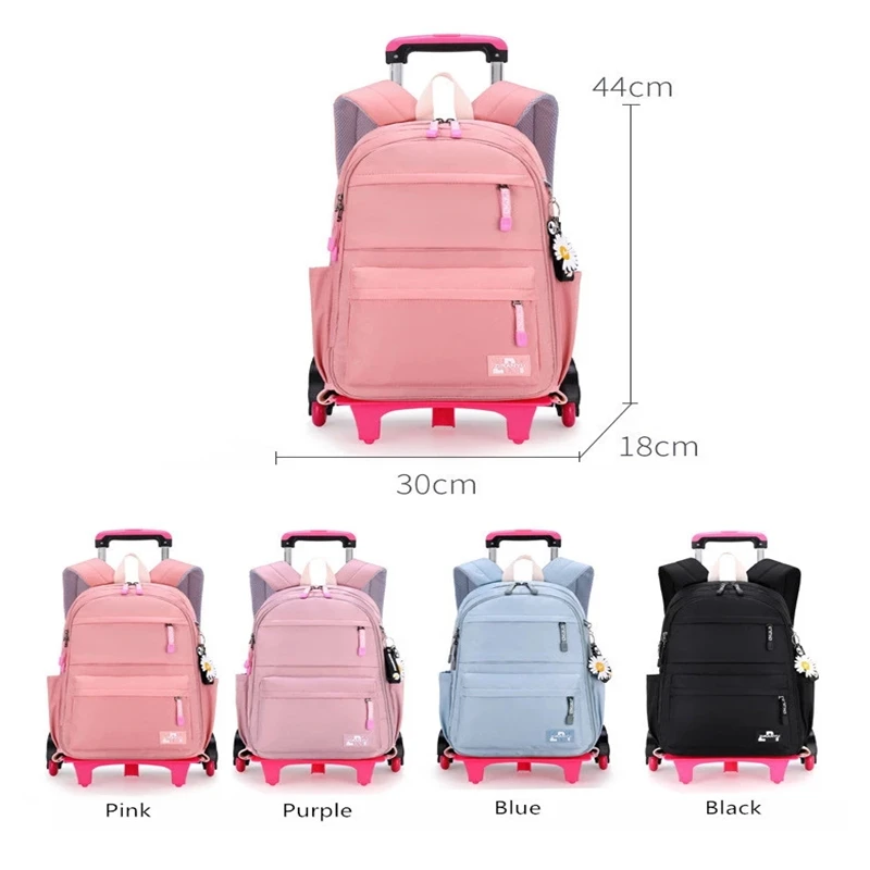 Children School Backpack with Wheels Teenager Girls Trolley School Bags Kids Rolling Backpack on Wheels Student Travel Luggage