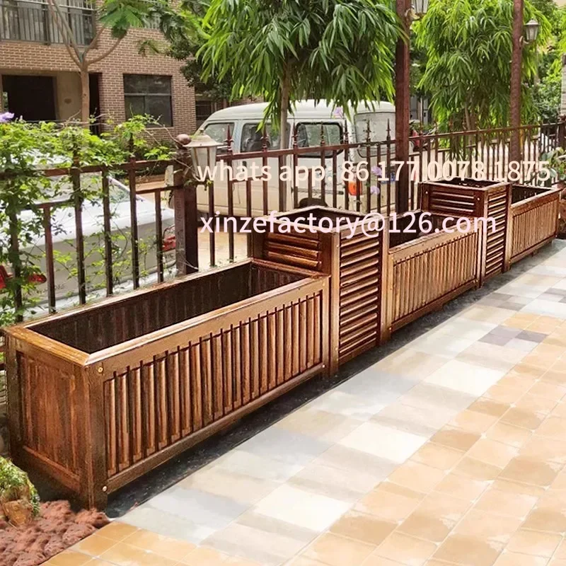 Customizable Preservative wood flower box Outdoor Planting Garden tree Extra large wood slot Outdoor balcony
