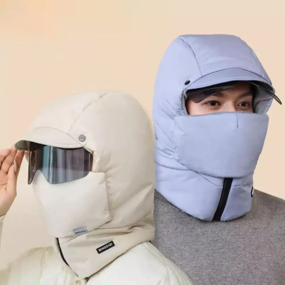 

Ветрозащитная теплая зимняя шапка с очками, морозостойкая зимняя шапка-наушник, теплая защита шеи, лыжная маска, катание на лыжах