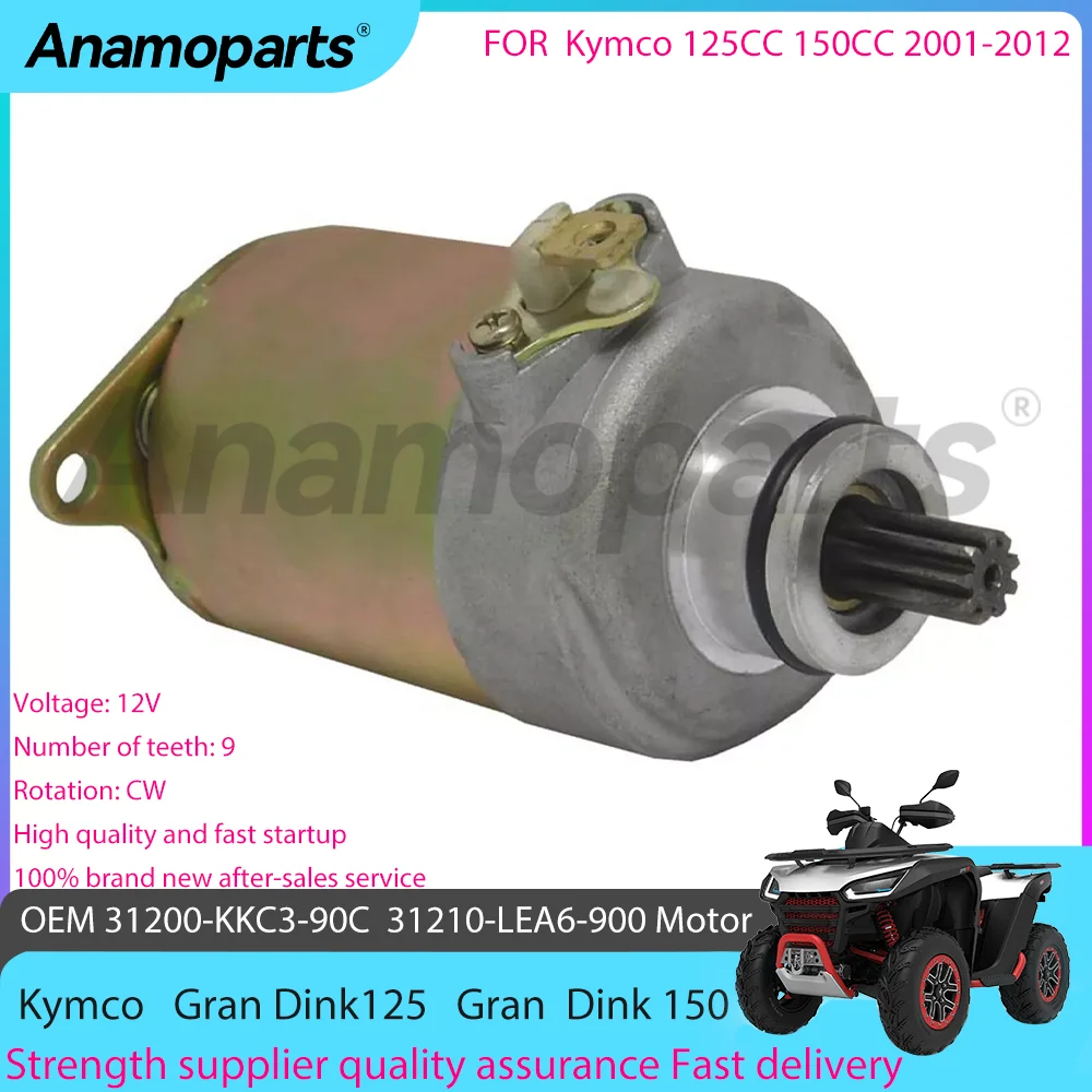 Motorcycle Engine Starter motor fits for 2001-2012 Kymco Gran Dink Eruo Yager GT 125 150 CC 31200-KKC3-90C 31210-LEA6-900