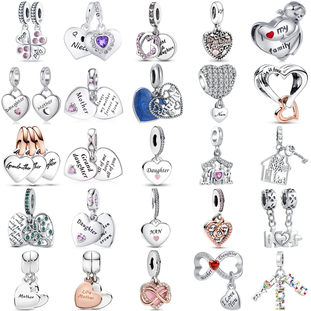 

Серебро 925, серия «Любовь, семья», семейное дерево, подвески для мамы и дочки, подходят для оригинального браслета, брелок из бисера, сделай сам, женские ювелирные изделия, подарок