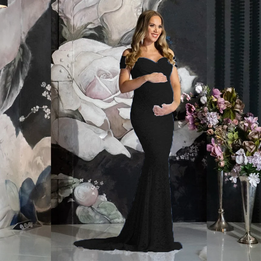 Lace Maternity Photography Dress Sexy Party Pregnancy Shooting Dress For Female Photo Gowns Long Pregnant Woman Evening Clothes