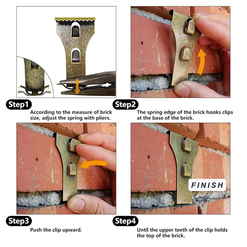 

HLZS-Brick Hook Clips-Bricks Hook Clip For Hanging Outdoors Wall Pictures, Brick Hangers Fastener Hook Brick Clamps 8PCS
