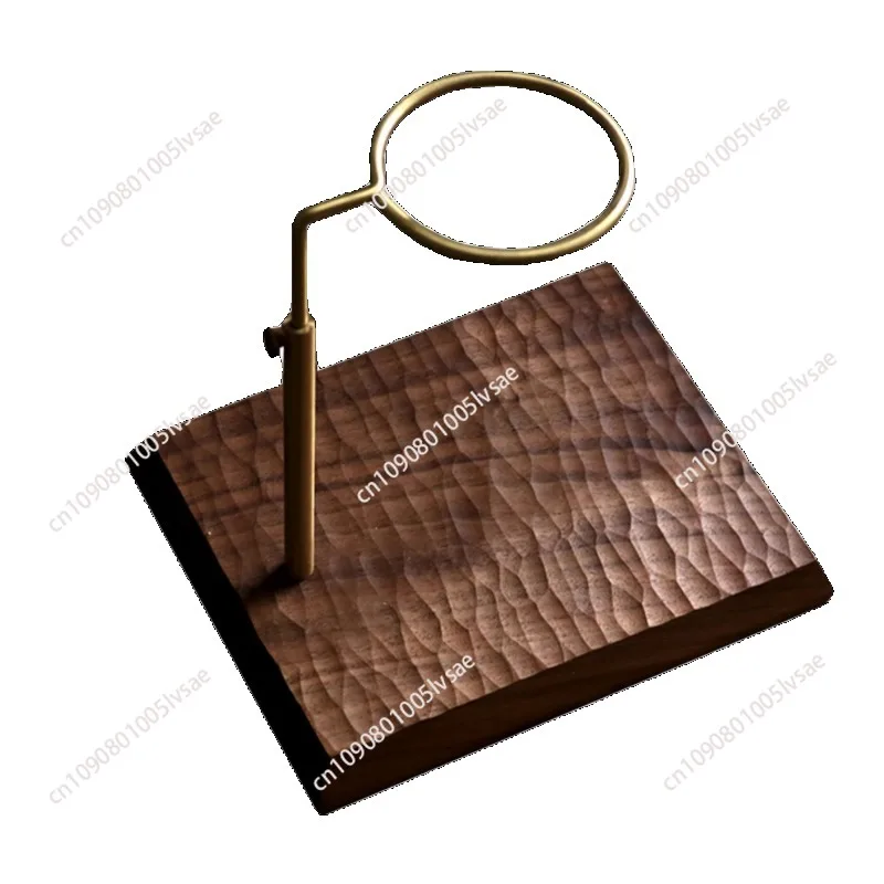Italian coffee hand brewed brass bracket V60 filter cup holder black walnut solid wood base