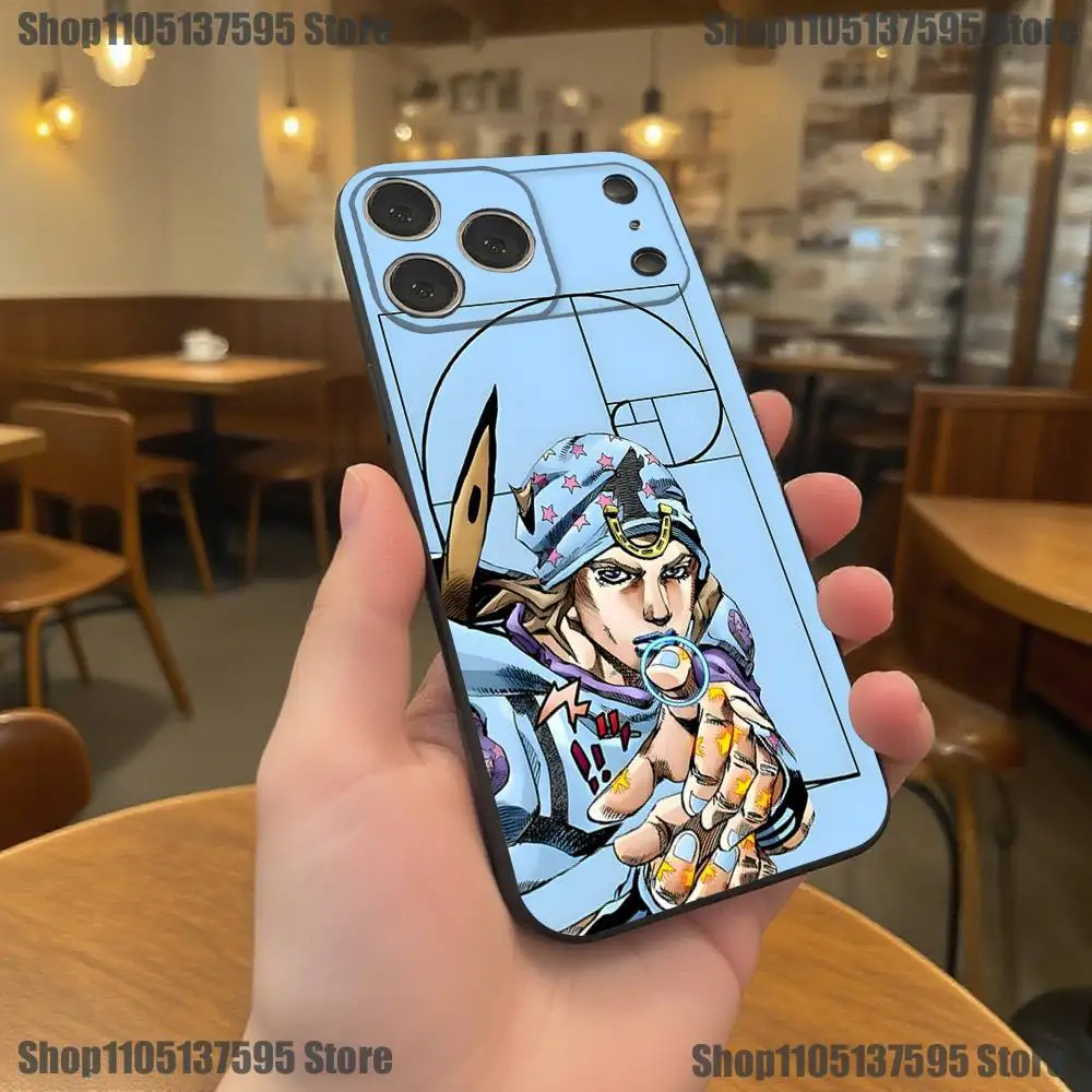 Johnny joestar j-jojo capa de telefone para iphone 17,16,15,14,13,12,11, pro,xs, max, zr, plus, e, se4, mini capa macia preta