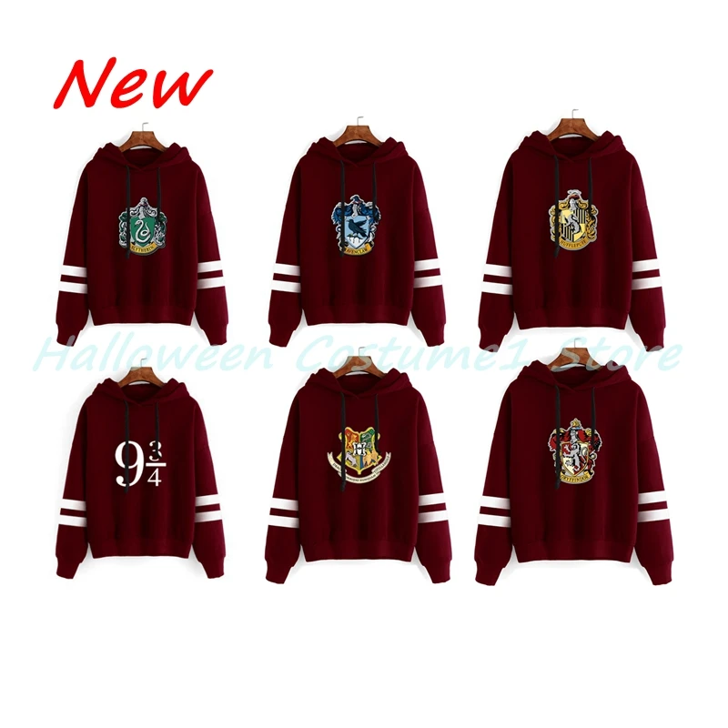 2024 NEW Harri Series Red Collection Magic Academy 9 3/4 Hufflepuff Ravenclaw Hoodie for Unisex Casual Sweatshirt Hooded Tops