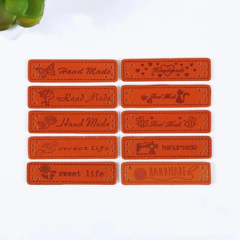 20-40pcs  Leather Tags For Clothing DIY Accessories For Gift Handcraft Leather Label For Handmade Clothes Labels With Tree Logo