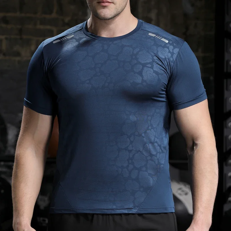 Men Running Compression T-shirt Dry Fit Short Sleeve Sport Tees Male Gym Fitness Jogging Sweatshirt Homme Athletic Shirt Tops