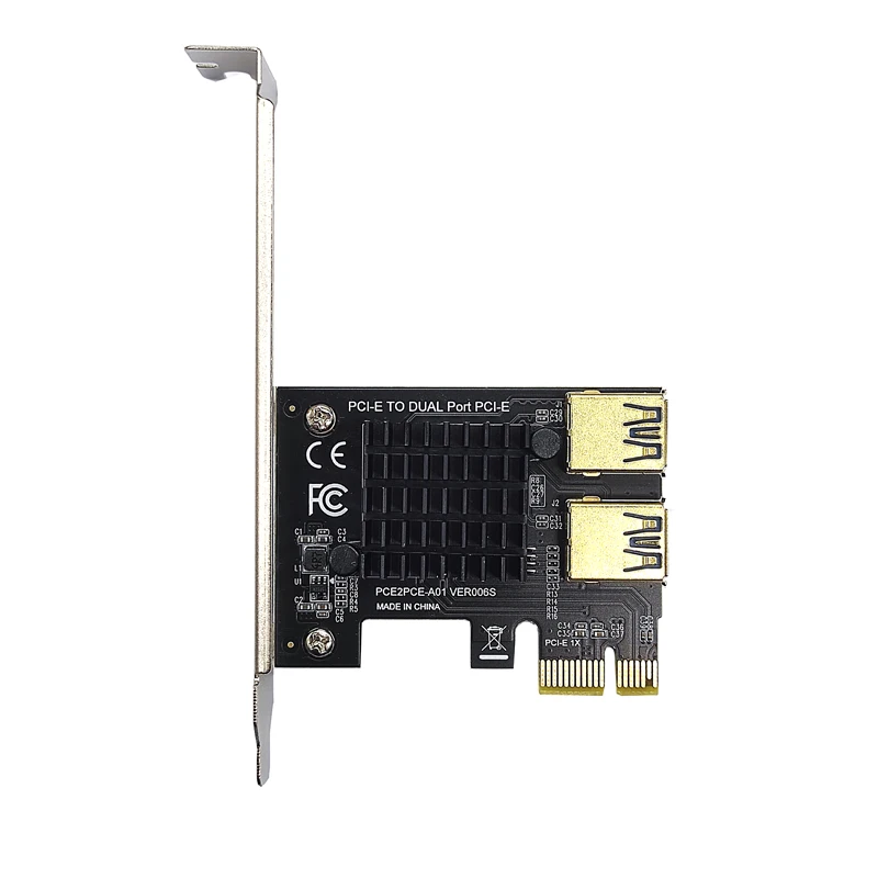 Gold PCI Express Multiplier PCIE PCI-E Riser Card 1 to 2 USB 3.0 Hub X16 PCI Express 1X 16X Adapter For BTC Bitcoin Mining Miner