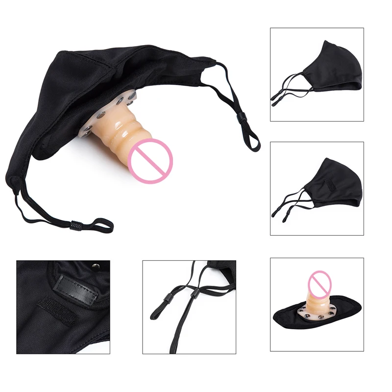 Black Mask Removable Open Mouth Gag Silicone Penis Plug Dildo Gag Penis Gag Fetish BDSM Bondage Sex Toys for Woman Adult Game