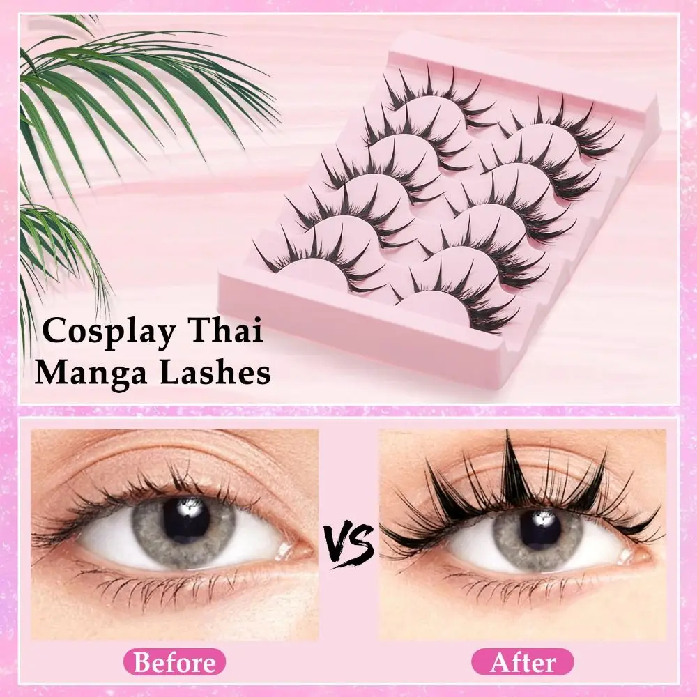 Wispy Fluffy False Eyelashes Soft Band Handmade Craft Thai Wet Eyelashes Reusable Thick Long 3D Faux Mink Eyelashes