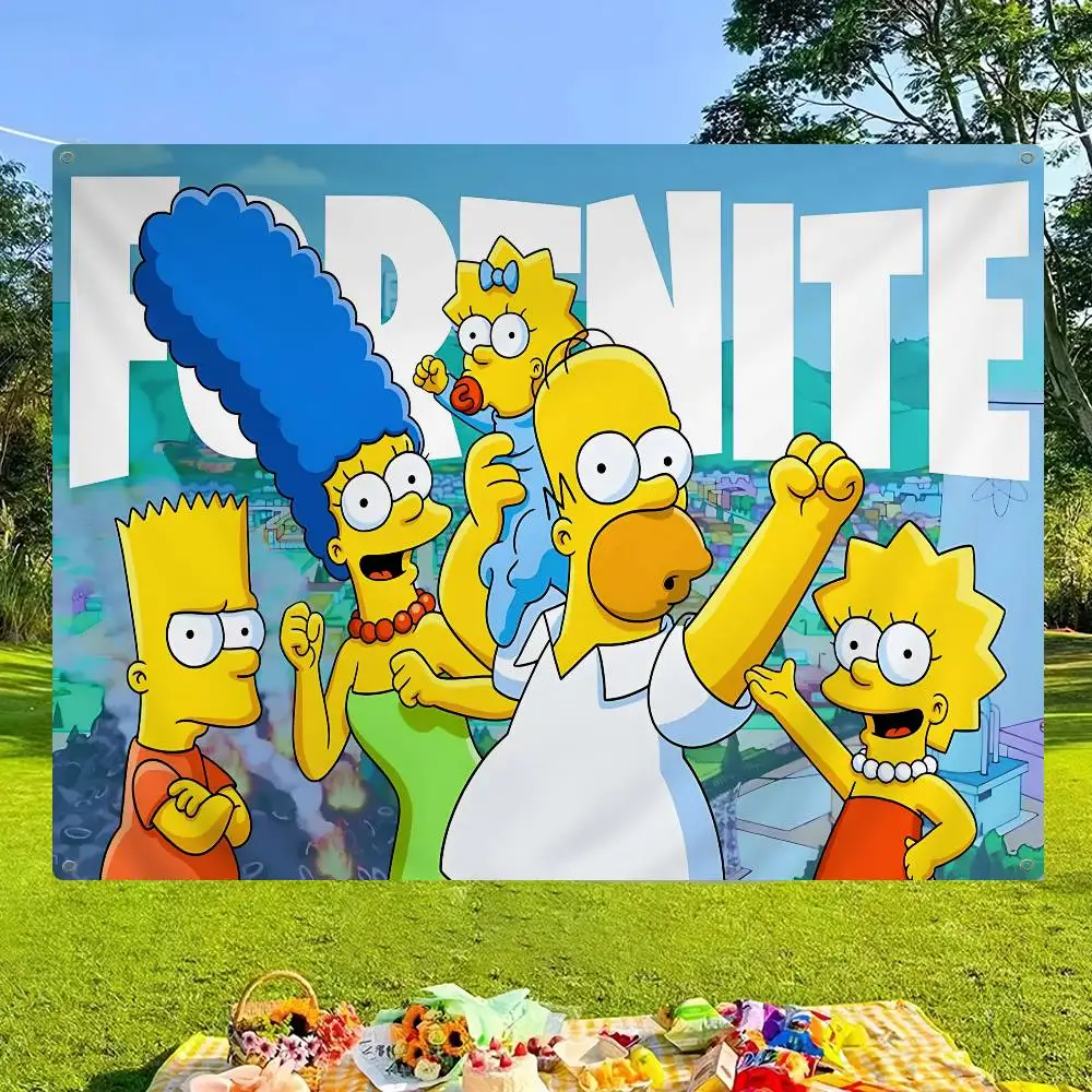 Animation T-The S-Simpsons High End Quality Banner Printing Artistic Atmosphere Style Camping Flag