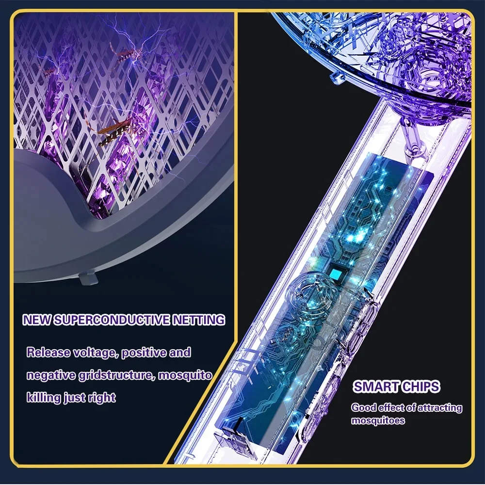 طوي USB قابلة للشحن البعوض القاتل مصباح يده قاتل الماموس الكهربائي منشة مع الأشعة فوق البنفسجية ضوء فخ مبيد الحشرات 3000 فولت #4