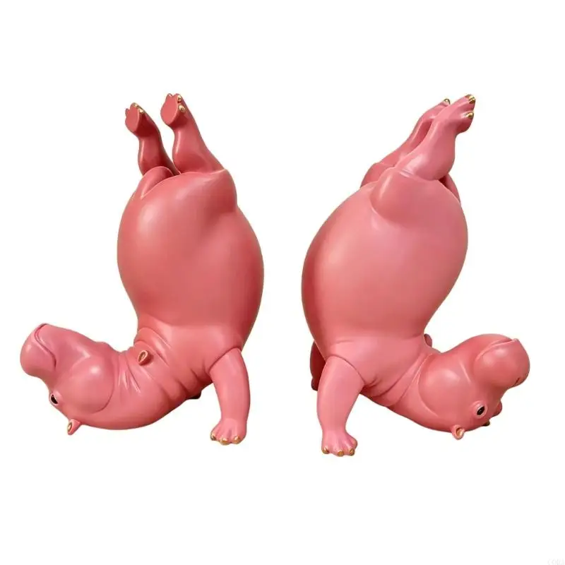CORA Hippo Bookend,Resin Decorative Bookends Resin Book Holders Hippo Statues Desk Bookshelf Decorations Book Lover Gift